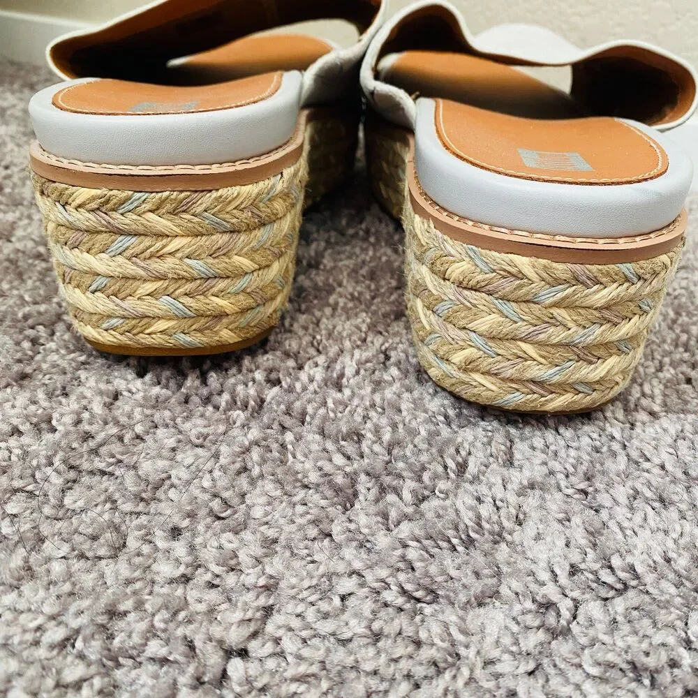 NWT FITFLOP Eloise Espadrille Suede Wedge Slides Soft Grey Size 11